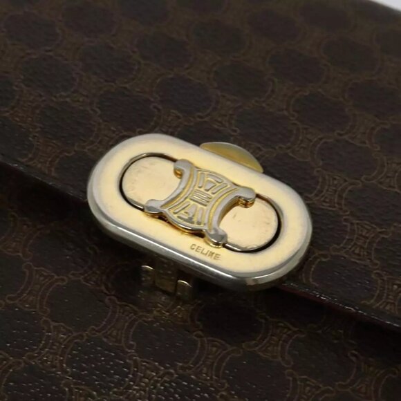 CELINE Macadam Canvas Shoulder Bag PVC Leather Brown Auth ki5395 - Picture 11 of 16